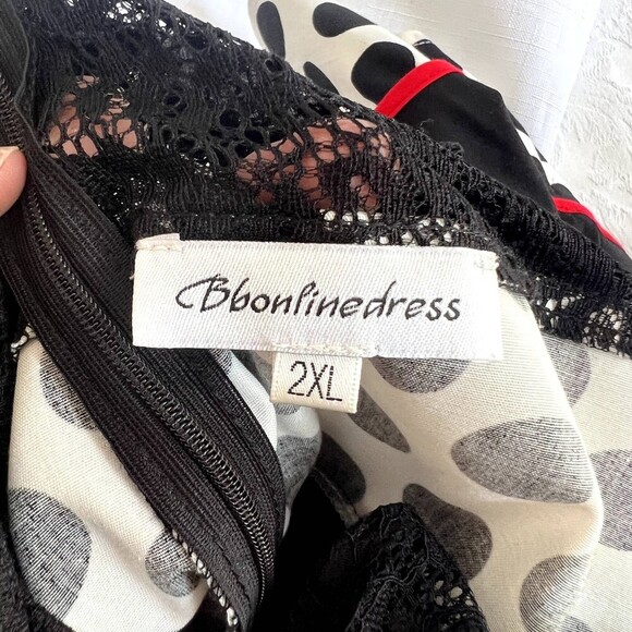 BBonline Dress 50s Red Black Fit & Flare Rockabilly Retro Minnie Mouse Size 2XL - Picture 6 of 9